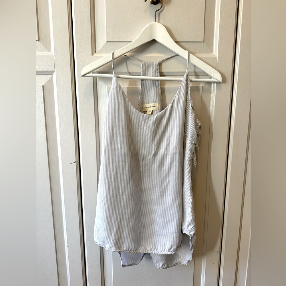 Grey and white strip racerback tank